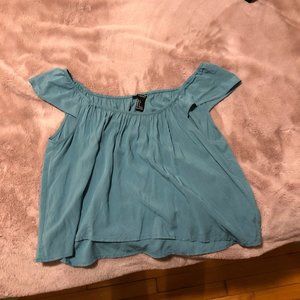 Blue off-shoulder tank top